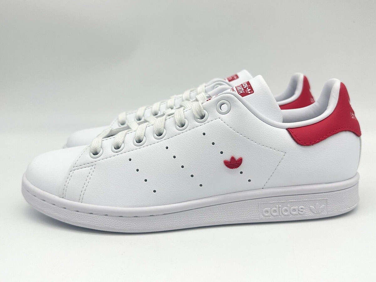 Adidas Stan Smith Women's Size 7 Lace Up White Pink Casual Shoes