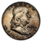 1962 50c Franklin Silver Half Dollar - PQ Textured Rainbow Toning - BU- B3482