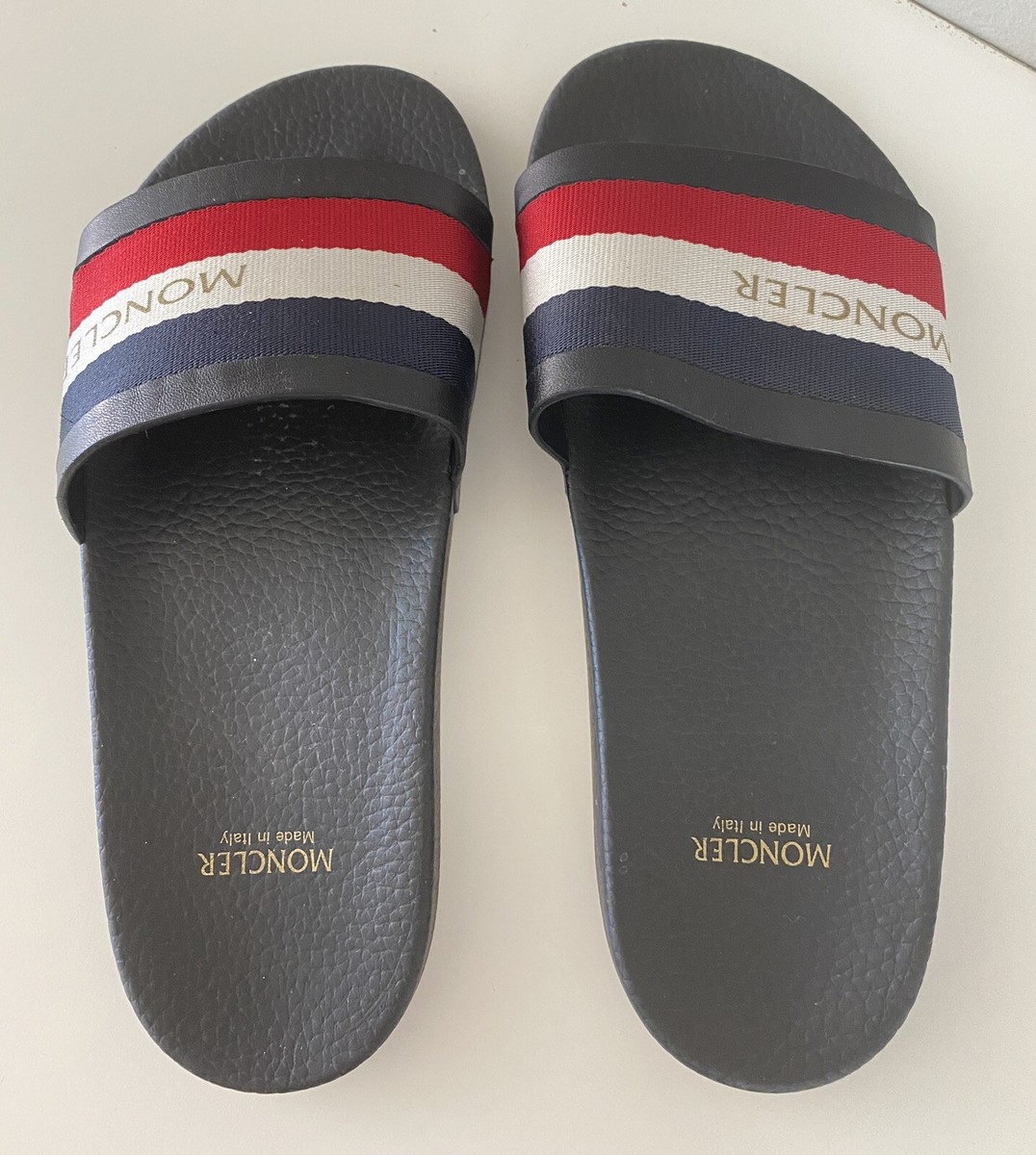 Moncler red, white & blue slides Italian made Sz 40 Retail  display picture 3