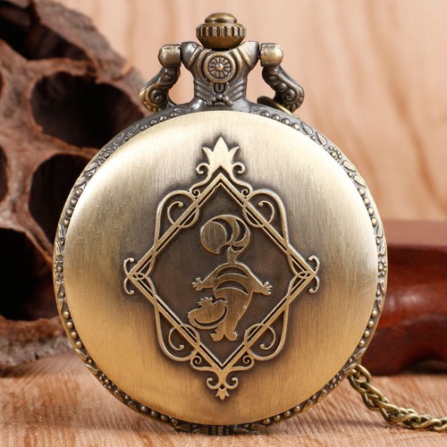Classic Alice In Wonderland Necklace Quartz Pocket Watch Women Girls Xmas Gift - Picture 3 of 6