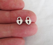 Stainless steel 8.5mm Heart Lock 316L stud earrings.