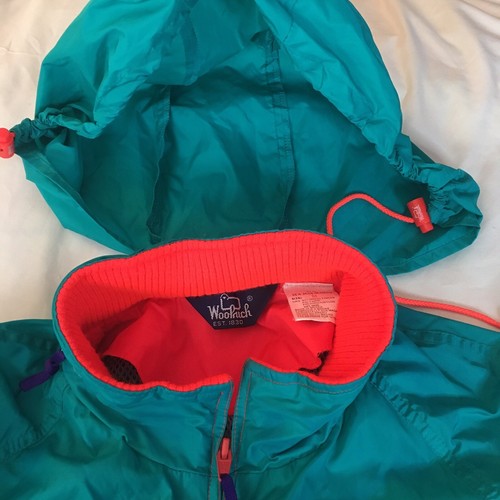 VTG Woolrich 80s Sea Jade/Mango Block Colored Windbreaker Jacket M - Picture 6 of 7