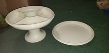VINTAGE TUPPERWARE PEDESTAL Serve-It-All SET 1531 1532 1533 ALMOND