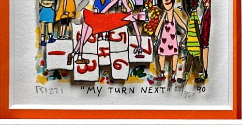 James Rizzi MY TURN NEXT 1990 Hand Signed Vintage 3-D Serigraph Framed Pop Art - Picture 3 of 5