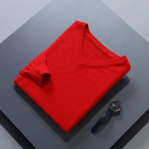 Suéter para Hombres Cuello en V Cálido Top Invierno Cachemira Prendas exteriores Informal Cómodo Suelto Jersey - Imagen 40 de 41