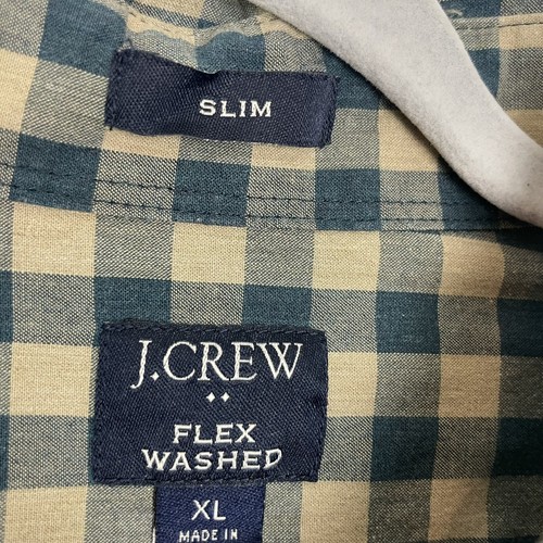 J Crew Flex Washed Herren grün braun kariert Knopfleiste Hemd Slim Fit Größe XL - Bild 2 von 5