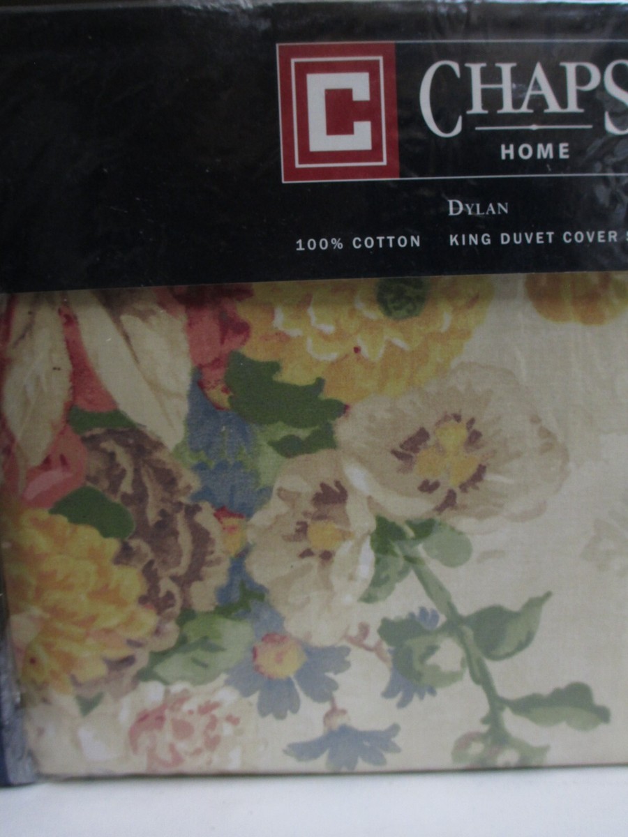 Ralph Lauren CHAPS DYLAN Yellow Red Floral Striped Duvet Set