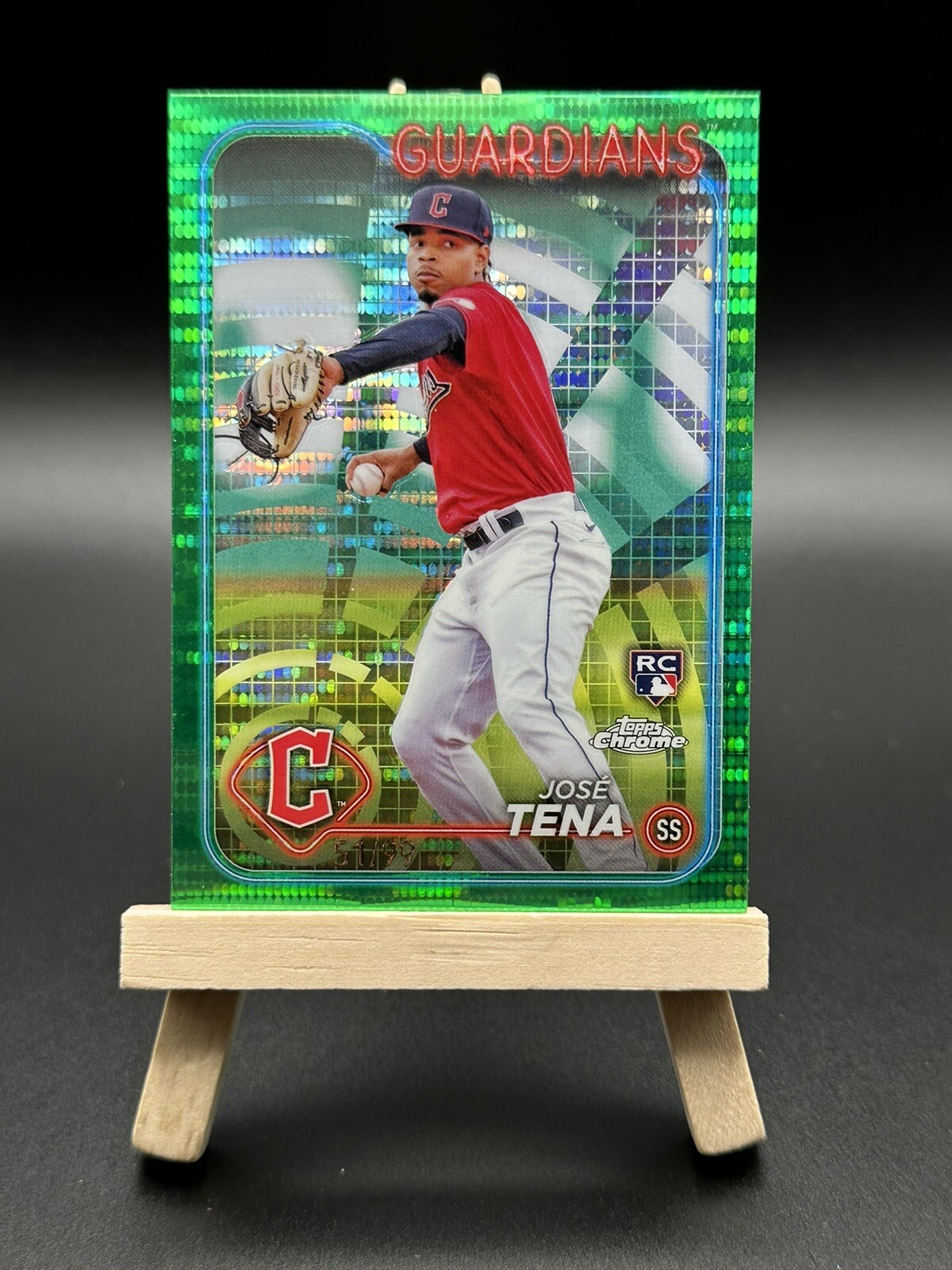 2024 Topps Chrome Green Sonar Refractor Jose Tena 51/99 RC Card #29 Guardians