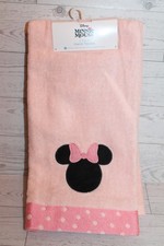 Disney Pink Minnie Mouse Set of 2 Bathroom Hand Towels Embroidered w/ Dot Border