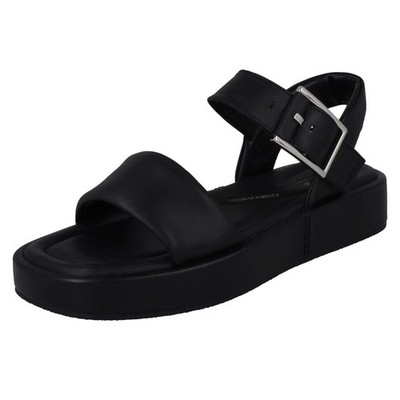 Damen-Sandalen Clarks eckige Zehenpartie Leder flache Form Keilabsatz Schnalle ''Alda Strap''