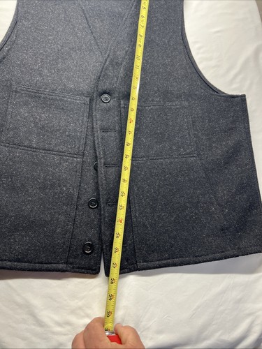 CHALECO DE COLECCIÓN CC FILSON MACKINAW NEGRO CARBÓN 100% LANA VIRGEN PARA HOMBRE 48 EE. UU. CAZA - Imagen 6 de 8