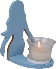 Mermaid Candle Holder 14cm MDF Tealight Glass Coastal Beach Decor Gift