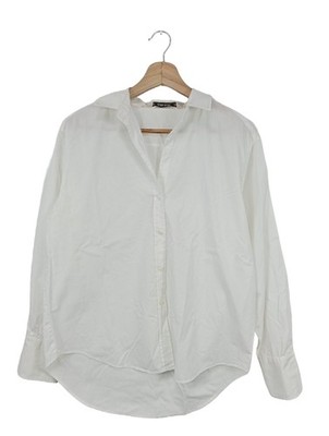 ZARA BASIC Langarmhemd Damen Hemd Gr. DE 38 weiß Casual-Look