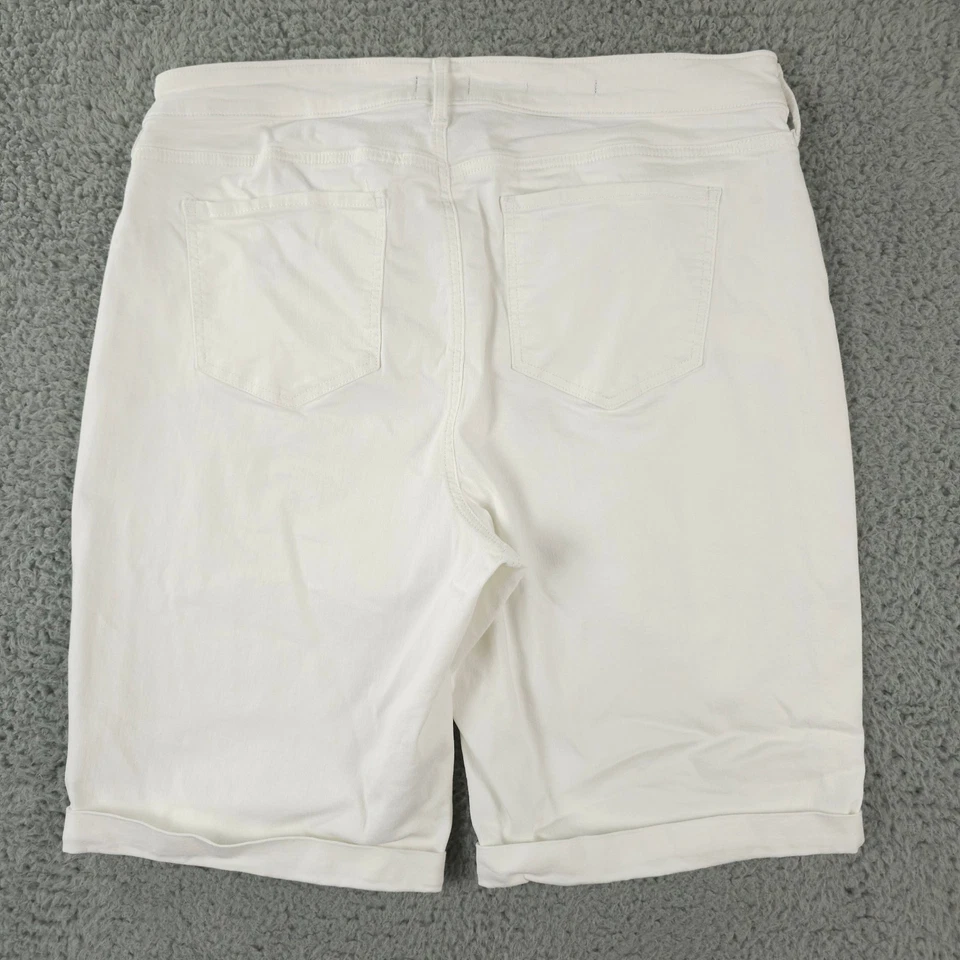 Pantalones Cortos NYDJ Jeans Para Mujer 18W Plus Blanco Briella Puños Elastizados Denim Informales 11" Foto 2 de 4