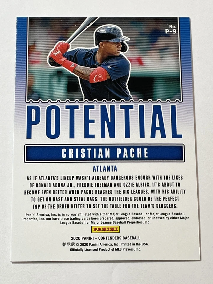 2020 Panini Contenders Baseball Potential - Cristian Pache - Atlanta Braves - Image 2 of 2