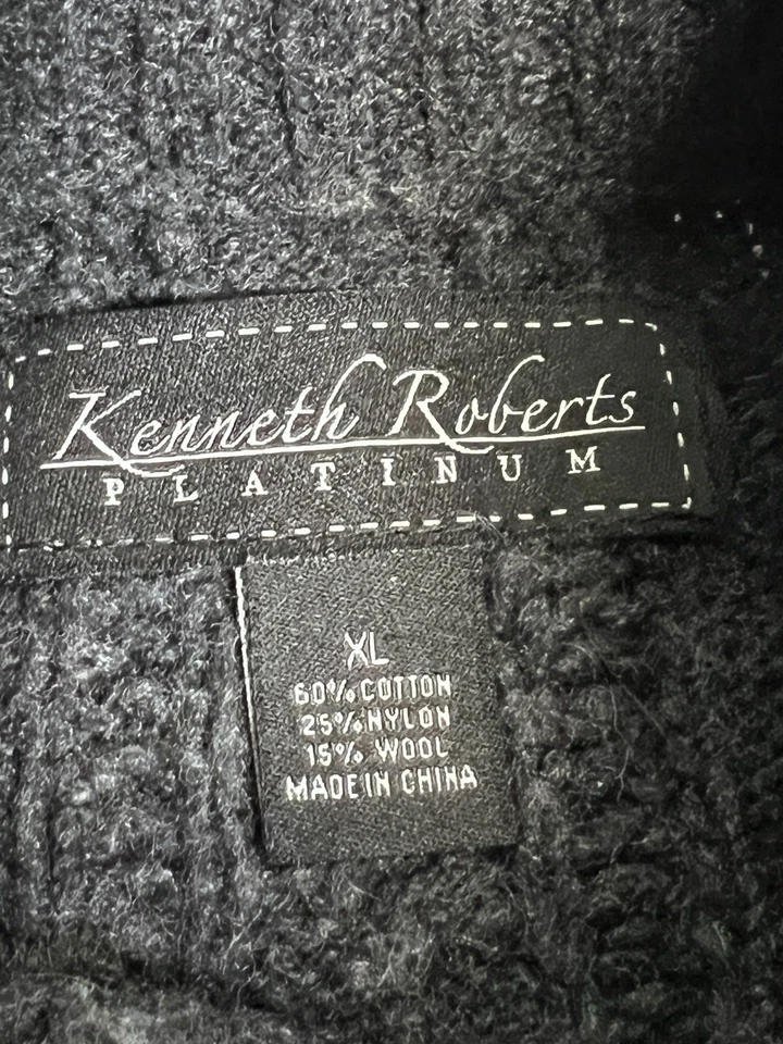 Suéter Kenneth Roberts Platino Para Hombres Henley Tejido Pullover Talla XL Mezcla de Lana Azul Foto 4 de 4