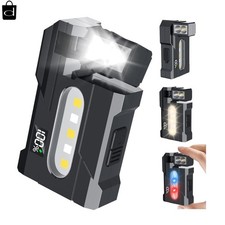Rechargeable 400LM EDC Flashlight, Dual RGB Lights, Magnetic Keychain