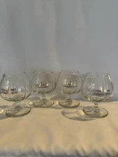 Four Small Vintage Courvoisier Fluted Snifters 4inch Crystal  