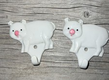 Takahashi Japan Ceramic Pig Wall Hooks Set of 2 Vintage Mid Century Decor
