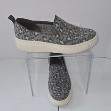 Sofft Somers Grey Leopard Print Slip On Platform Sneakers Shoes 8.5M SF0048108