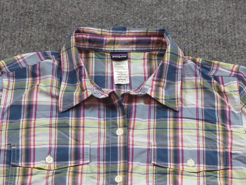 Patagonia Shirt Womens 12 Check Performance Nylon Blend Button Long Sleeve Hike