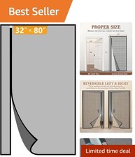 Reversible Magnetic Screen Door 34"x81" for Doors 32"x80" - Pet-Friendly Black