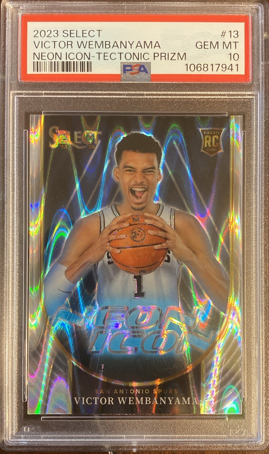 Victor Wembanyama 2023 Select Neon Icon Tectonic San Antonio Spurs PSA 10