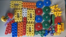 Lot of 75 Building Pieces Toys Constructive Playthings Gears Kinderblocks