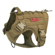 Tactical Dog Harness - Fire Watcher Comfortable Patrol Vest (Coyote Brown, La...