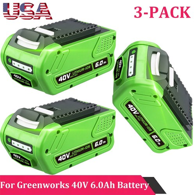 #ad #ad 3 PACK 6.0Ah for Greenworks G Max 40V Battery 29462 29472 20262 21332 26272 New $147.99