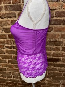 Frederick&rsquo;s Of Hollywood Purple Lace bustier Size M Lingerie Sexy Burlesque