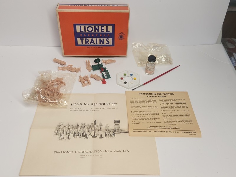 Old Lionel 953 Figure Set In Original Box With Paint, Brush, Instr. & Figures
