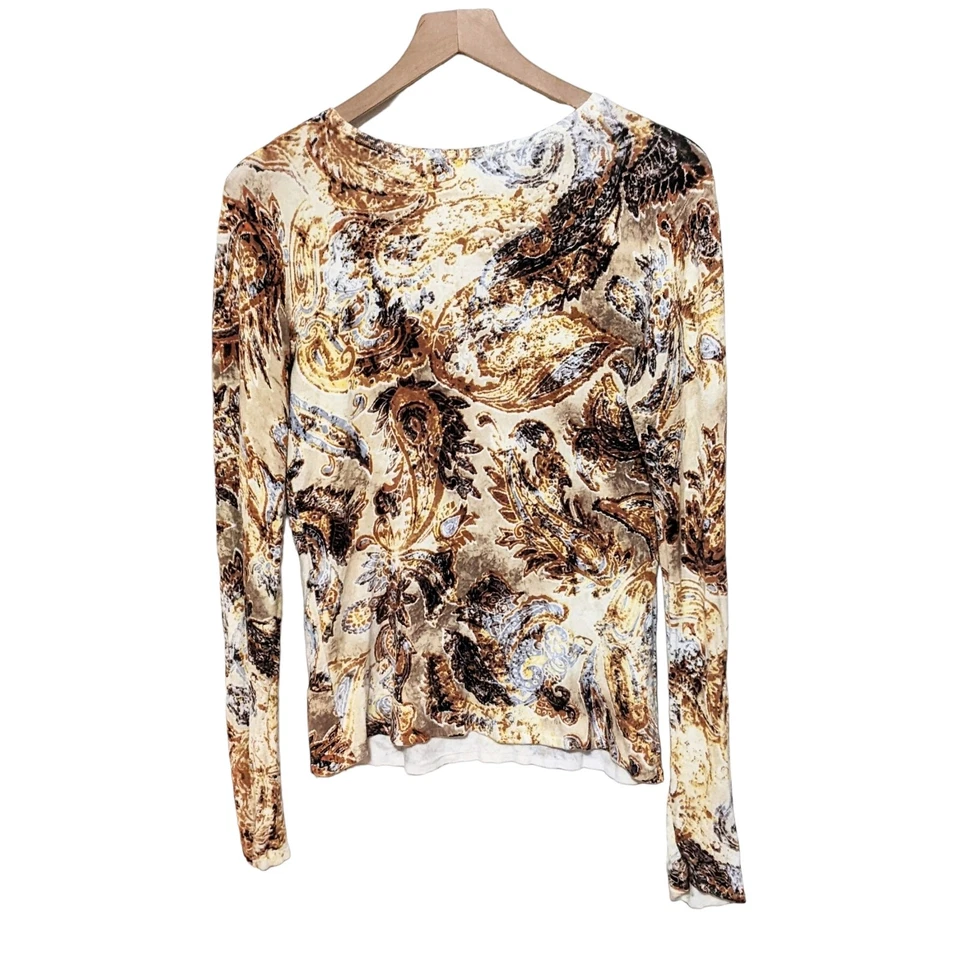 Top Sarah Spencer Mujer Cachemira Manga Larga Talla M Marrón Crema Cuello Barco Foto 2 de 4