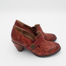 L'Artiste Spring Step Heels Womens 35 EU 5.5 US Red Embossed Leather