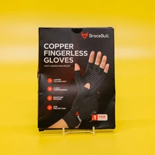 BraceBull Arthritis Gloves (1 Pair) Med Copper Infused Fingerless Compression