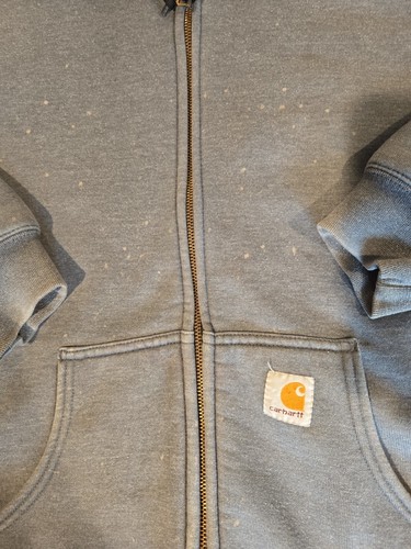 Carhartt Mens Grey Full Zip Up Original Fit Hoodie Y2k Size Medium J149 Fade - Picture 8 of 17