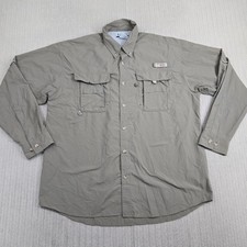 Columbia PFG Bahama II Shirt Mens Medium Olive Green Long Sleeve Fishing Vented