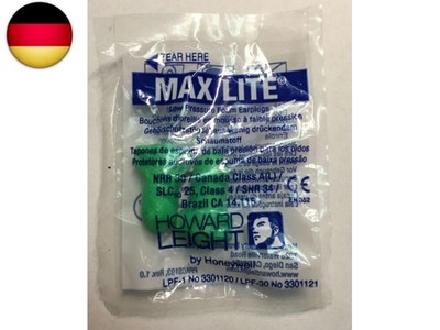 Howard Leight Max Lite Ohrstöpsel, paarweise verpackt, SNR, 34 dB, Grün, 50 Paar