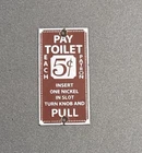 VINTAGE PAY TOILET PORCELAIN SIGN CAR GAS TRUCK OIL MOTORCYCLE