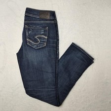 Silver Jeans Co Suki Ankle Slim Jeans Womens 29x27 Blue Distressed Stretch Denim