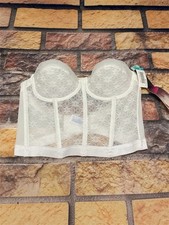 Vintage Sears Longline Strapless Lace Bustier Corset White 38B Lingerie Coquette