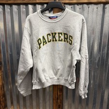 Vintage Champion Green Bay Packers Spellout Men  s Medium Gray Sweatshirt