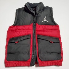 Air Jordan Nike Kid's Youth Unisex Blocked Down Vest Gym Red Black Size Small