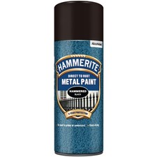 Hammerite Metal Paint Aerosol 400ml Hammered Black Direct to Rust Spray