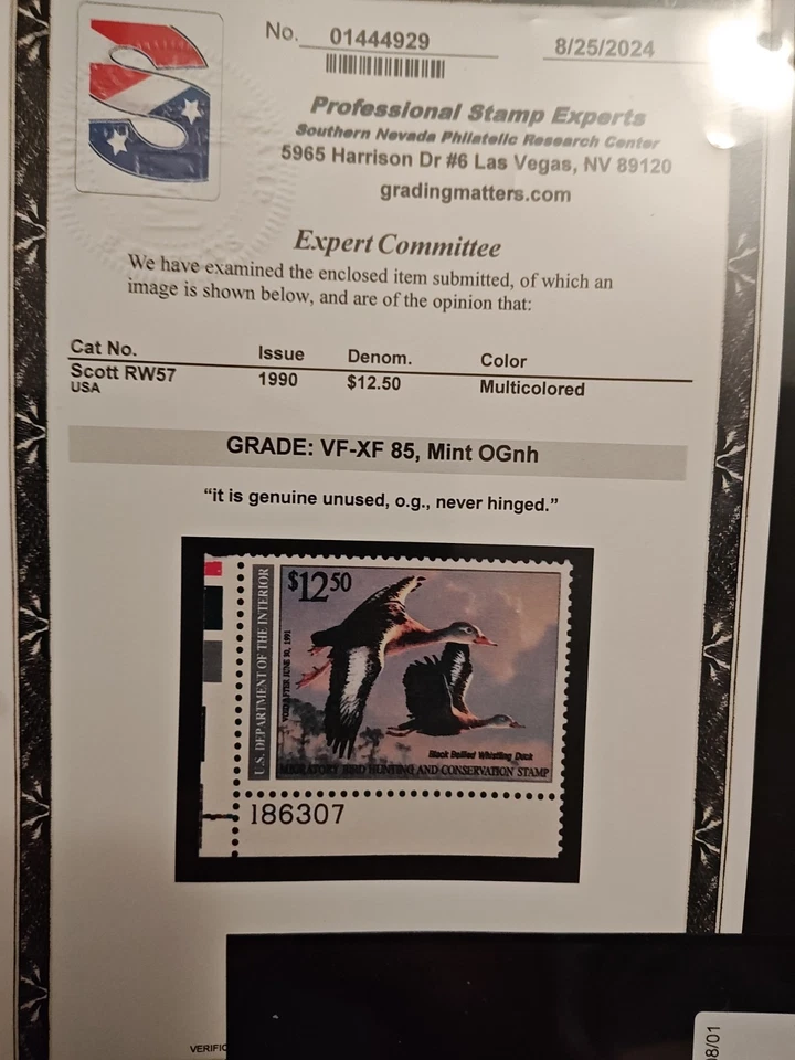 PSE Graded - RW #57 - Mint OG NH - Federal Duck Stamp of 1990 - XF - Image 2 of 4