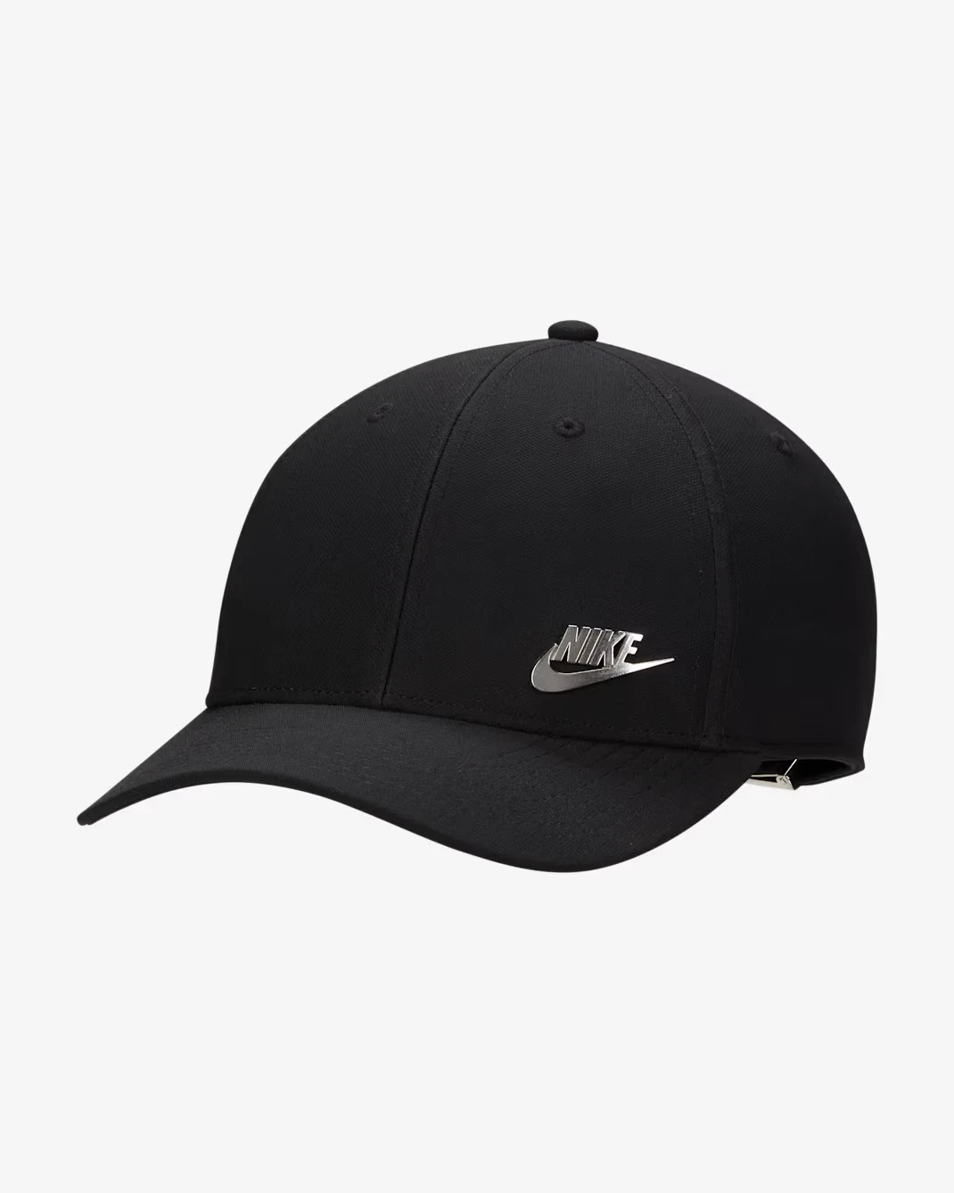Nike Dri-FIT Club Cap Structured Metal Logo Black Silver Size S M L FB5371-010