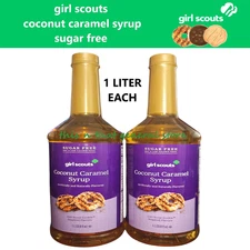 2x GIRL SCOUTS Sugar Free COCONUT CARAMEL SYRUP Coffee Baking Desserts 0 CARB