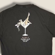 Playboy Club COLOR BARS Tokyo Anime Giappone 1976 Uomo XL Camicia Nera Martini RARA