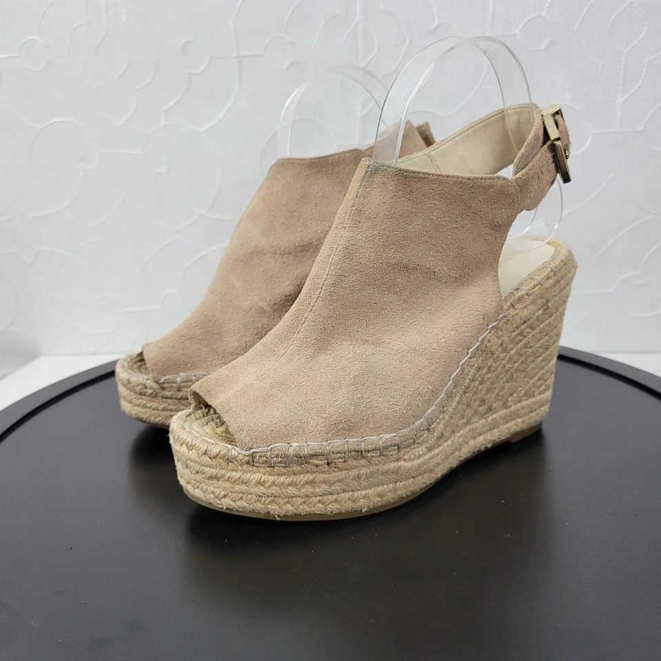 Kenneth Cole NY Odette 女式凉鞋 7 码棕褐色麂皮绒露趾楔形鞋 — 第 4/4 张图片