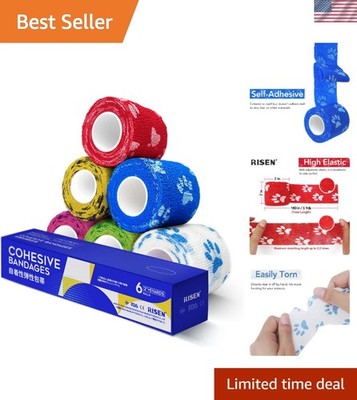 Self-Adhering Cohesive Bandage 6 Rolls - Flexible First Aid Tape 2'' x 5 Yards